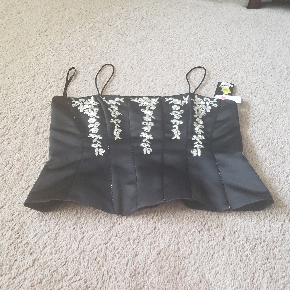 Crop floral bustier gems down the spine